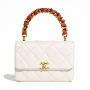 Brown Leather & Gold Chain Interchangeable Bag Strap